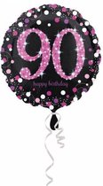 Anagram Folieballon 90 Jaar 43 Cm Zwart/roze