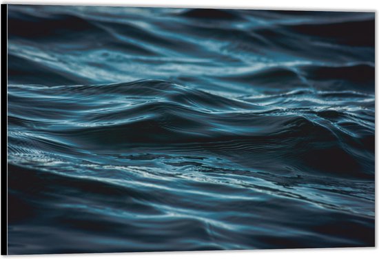 Dibond –Blauwe Golven– 90x60 Foto op Aluminium (Wanddecoratie van metaal)