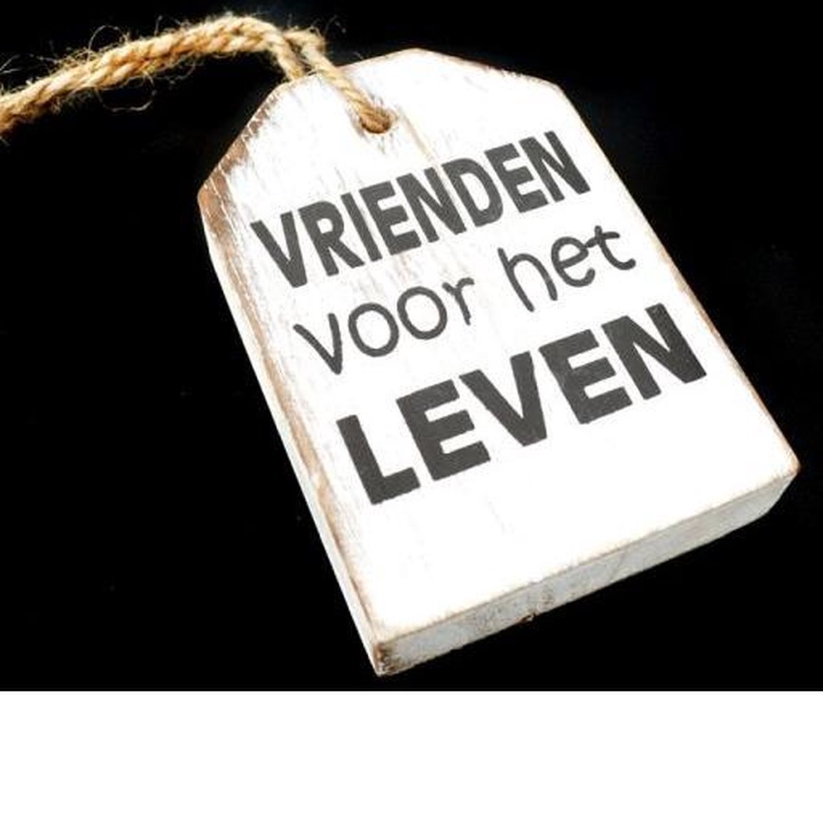 Hanger label 9 cm vrienden leven antiek wit