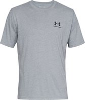 Under Armour UA M SPORTSTYLE LC SS-GRY Heren Sportshirt - Steel Light Heather - Zwart
