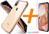 iPhone X / Xs Anti Shock hoesje - Hybride Back Cover + Tempered Glass Screenprotector - Epicmobile