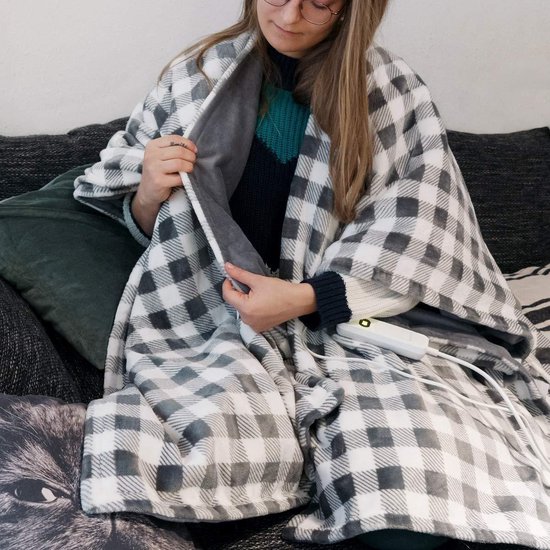Roei uit ten tweede Valkuilen Cosi® Elektrische deken poncho grijs/wit met 3 warmtestanden 180x130cm |  Elektrisch... | bol.com