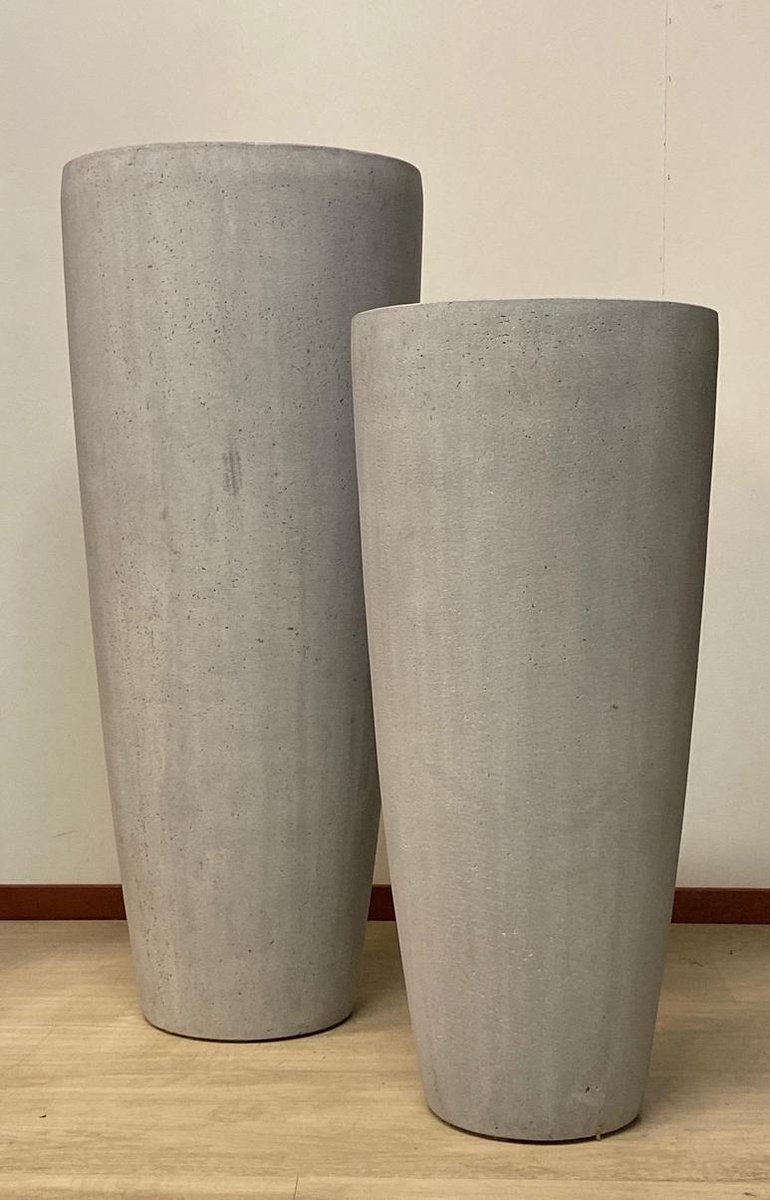 In & Out Deco bloempot fiberstone betonlook grijs hoog 100 voor en buiten | bol.com