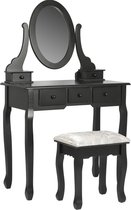 Kaptafel make up visagie toilet tafel met spiegel en krukje zwart