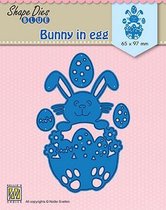 SDB072 Nellie Snellen Shape Dies Blue Bunny in egg - snijmal blauw Pasen - paashaas konijn in verassing ei