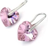 Oorhangers met kristal hartje roze