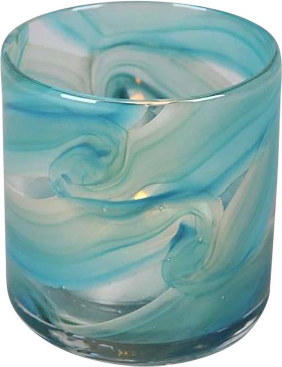 Rasteli Waxinelichthouder-Kaarsenhouder Satiny Glas Groen-Blauw-Gemeleerd D  10 cm H... | bol.com