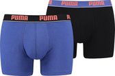 PUMA Heren Basic Boxer 2-pack - Blauw/Zwart - Maat M