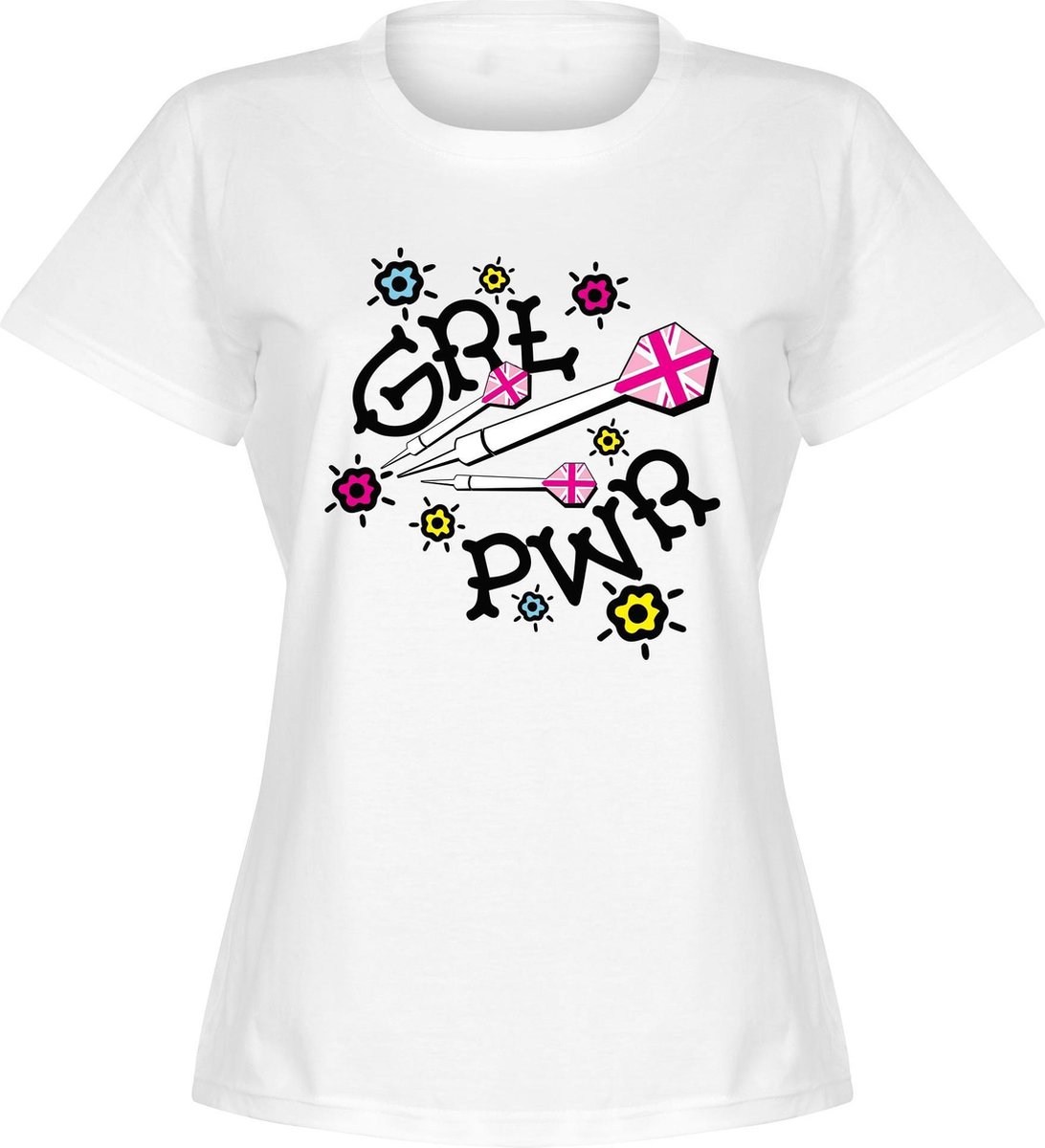 Darts Grl Pwr Dames T-Shirt - Wit - M