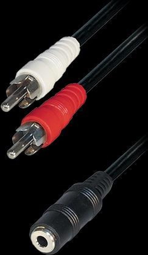Tulp (m) - 3,5mm Jack (v) stereo audio adapter kabel - 0,20 meter - Transmedia