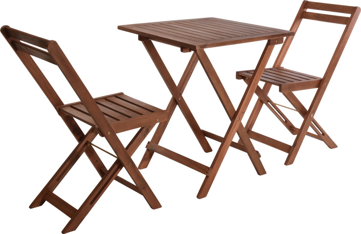 Balkonset - 3-delig - bistro set - inklapbaar - houten tafel twee stoelen -  set van 3... | bol.com