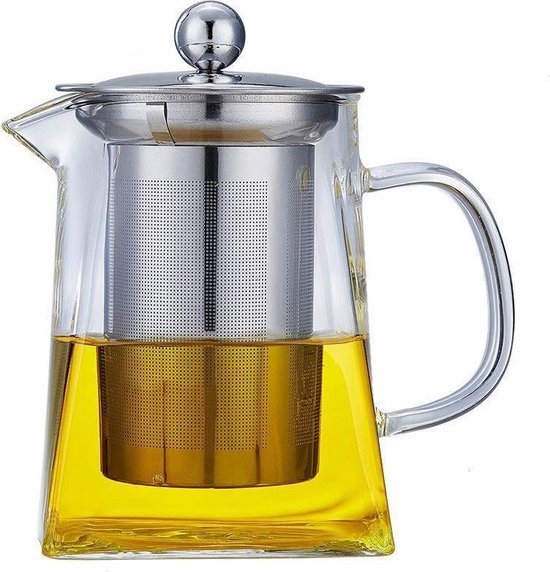 Specialist parallel laten we het doen Glazen theepot met filter voor losse thee - 950ML - glas met RVS theefilter  | bol.com