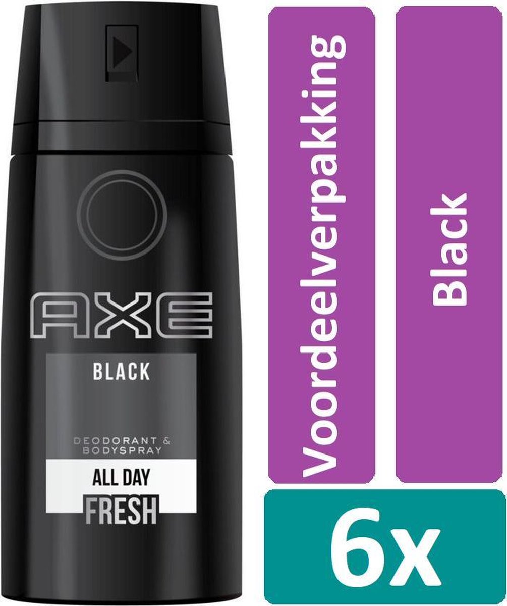 Goedkoopste Axe Deodorant Spray 150 ml Black 6 stuks Voordeelverpakking