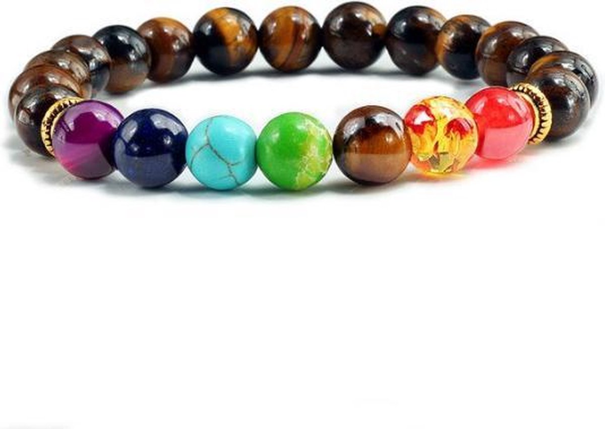 WiseGoods - Chakra Armband met Natuursteen - Lavasteen - Elastisch - 20 cm