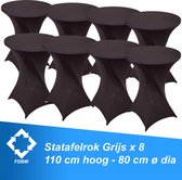 Statafelrok Luxe Grijs x 8 - Statafel Tafelrok - Statafelhoes - Stretch –  ∅80 x 110 cm – geschikt voor Horeca Evenementen | Sta Tafel Hoes | Statafel | Staantafelhoes | Cocktailparty | Trouw