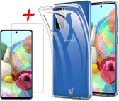 Samsung A71 Hoesje en Samsung A71 Screenprotector - Samsung Galaxy A71 Hoesje Transparant Siliconen Case + Screenprotector