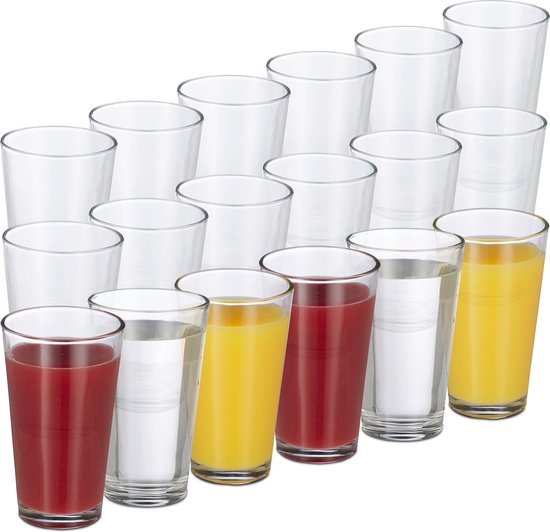Citroen strak zoals dat Relaxdays waterglazen - drinkglazen - limonadeglazen - set van 18 glazen -  transparant | bol.com