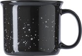 2x - Mok - Beker - Soepkom - Zwart - Keramiek - Groot - 450 ML - Grote Beker - Handenwarmer