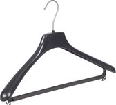 De Kledinghanger Gigant - 20 x Mantel / kostuumhanger kunststof zwart met schouderverbreding en broeklat, 42 cm