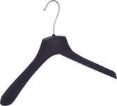 De Kledinghanger Gigant - 30 x Mantel / kostuumhanger kunststof velours zwart met schouderverbreding, 38 cm
