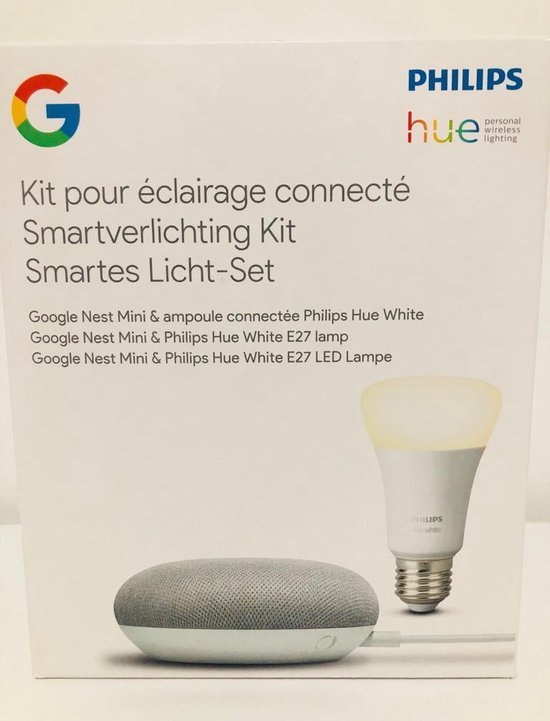 Lampe Bluetooth Google Nest Mini + Philips Hue White Ambiance - E27 |  bol.com