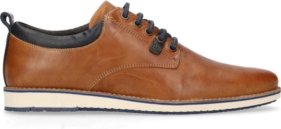 Manfield - Heren - Bruine leren veterschoenen - Maat 43 | bol.com