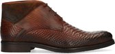 Manfield - Heren - Cognac veterboots met crocoprint - Maat 44