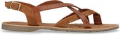 Manfield - Dames - Bruine leren sandalen - Maat 38