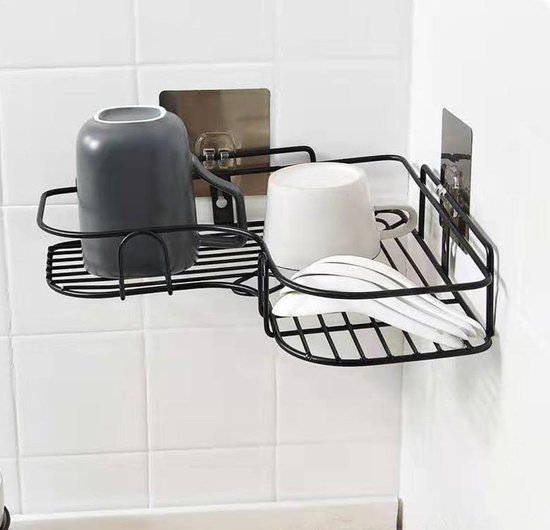 Zeepbakje met zuignap zonder boren, doucheplank met zuignap van aluminium, draagkracht 20 kg, roestvrij, druppeldesign, badkameropslag voor zeep, douchegel, shampoo