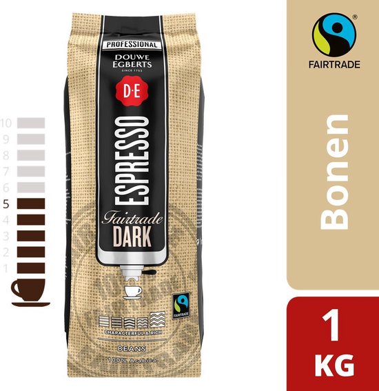 Douwe Egberts Espressobonen dark roast fairtrade 1kg bol