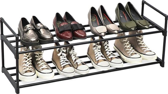 Étagère à chaussures pratique pour 10 paires de chaussures - Métal - Noir