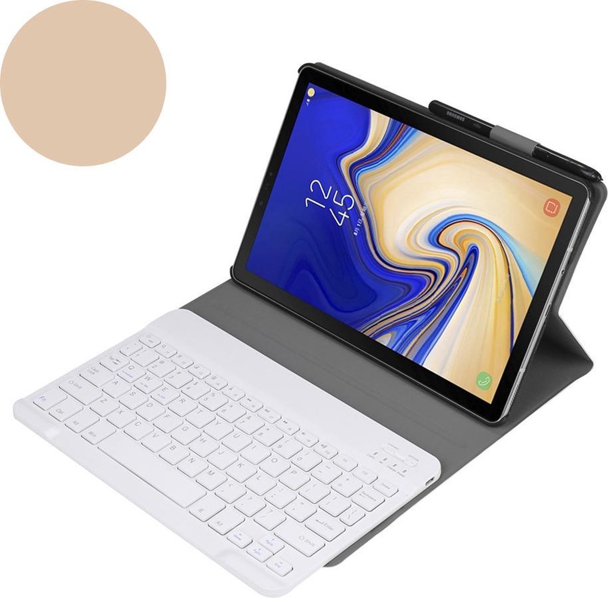 Shop4 - Samsung Galaxy Tab A 10.5 Toetsenbord Hoes - Bluetooth Keyboard Cover Business Goud