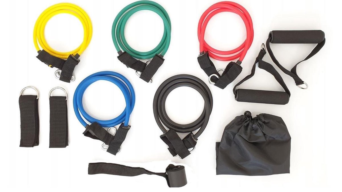 Fitness Elastiek Set - Resistance Power Band Tube - Weerstandstube - Weerstandsbanden - Weerstandskabel - Gymnastiek Banden - 11 Stuks