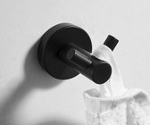 HomeBasics Handdoek Haak | Dubbel | Handdoekhouders | Zwart | RVS | Handdoekhaakjes | Wandhaak |