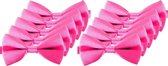 10x Roze verkleed vlinderstrikjes 12 cm voor dames/heren - Roze thema verkleedaccessoires/feestartikelen - Vlinderstrikken/vlinderdassen met elastieken sluiting