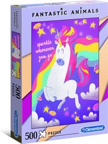 Clementoni - Fantastic Animals puzzel - Unicorn - 500 stukjes, puzzel volwassenen