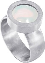 Quiges Dames Ring RVS Zilverkleurig Mat met Opaal Mini Coin - SLSRS56116