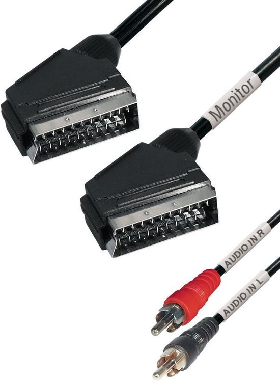 Scart (m) naar Scart en Tulp stereo 2x RCA (m) audio kabel / zwart - 5  meter | bol.com
