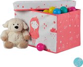 Relaxdays opbergbox kind - speelgoedkist - opbergruimte - hocker - opvouwbaar - stof - zwanenprinses