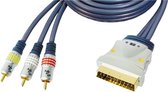 Premium Scart (m) - Composiet 3RCA (m) kabel - 1,5 meter