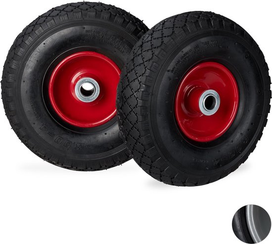 roue de diable relaxdays 3.00-4 - diable de banque d'air - pneu de secours 360x85 mm - 2 pièces Schwarz-Schwarz