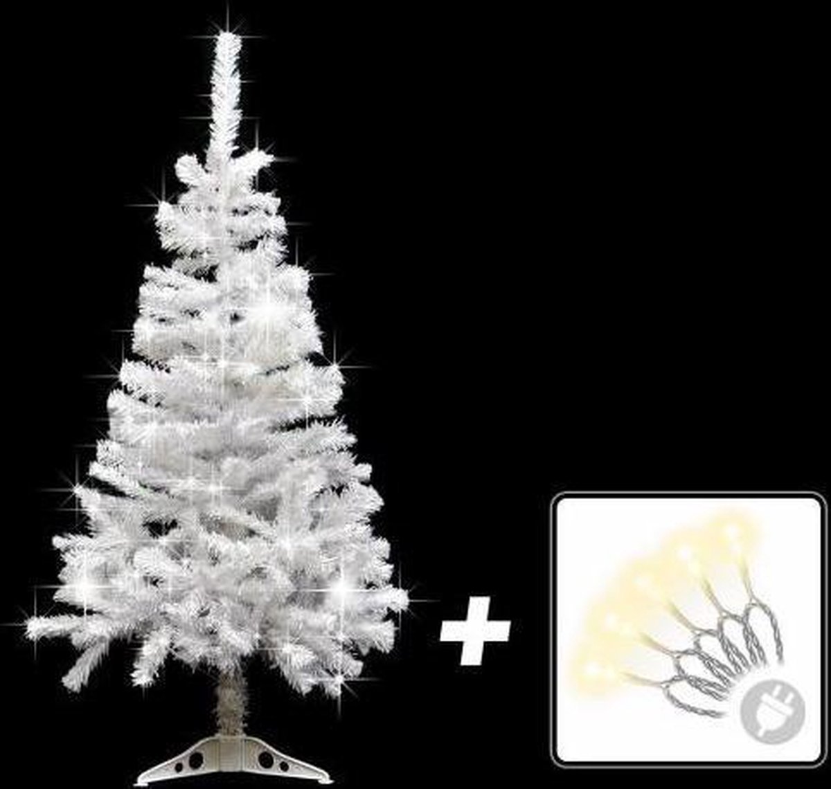 Kunst Kerstboom Wit met Glittereffect 120 cm + LED Verlichting