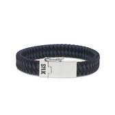 SILK Jewellery - Zilveren Armband - Alpha - 841BBU.18 - blauw/zwart leer - Maat 18