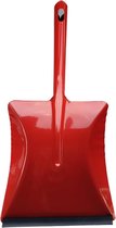 Veegblik met rubber lip, uit 1 stuk staal, in kleur rood gepoedergecoat, 220x230mm