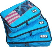 Opbergzak -  Opbergtas - Packing Cubes Set - Kleding Organizer voor Koffer en Backpack - Travel Opbergzakken - Koffer Organizer - 3Stuks - Blauw