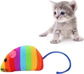 EPIN | Pluche Regenboog Speelmuis | Katten Speelgoed | Speelmuizen | Speel Muisje - Maat: One size