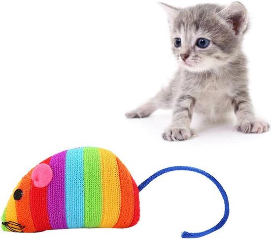 EPIN | Pluche Regenboog Speelmuis | Katten Speelgoed | Speelmuizen | Speel Muisje
