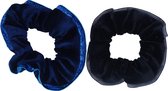Jessidress Srunchies met glitters Haar Elastieken van velours - Zwart/Blauw