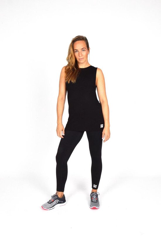 Re-Born - Sportkleding - Sporttop - Yoga top - Tanktop elastiek op rug - Mouwloze top - Langere top - Dames - Zwart - Maat L van Re-Born — afbeelding 3