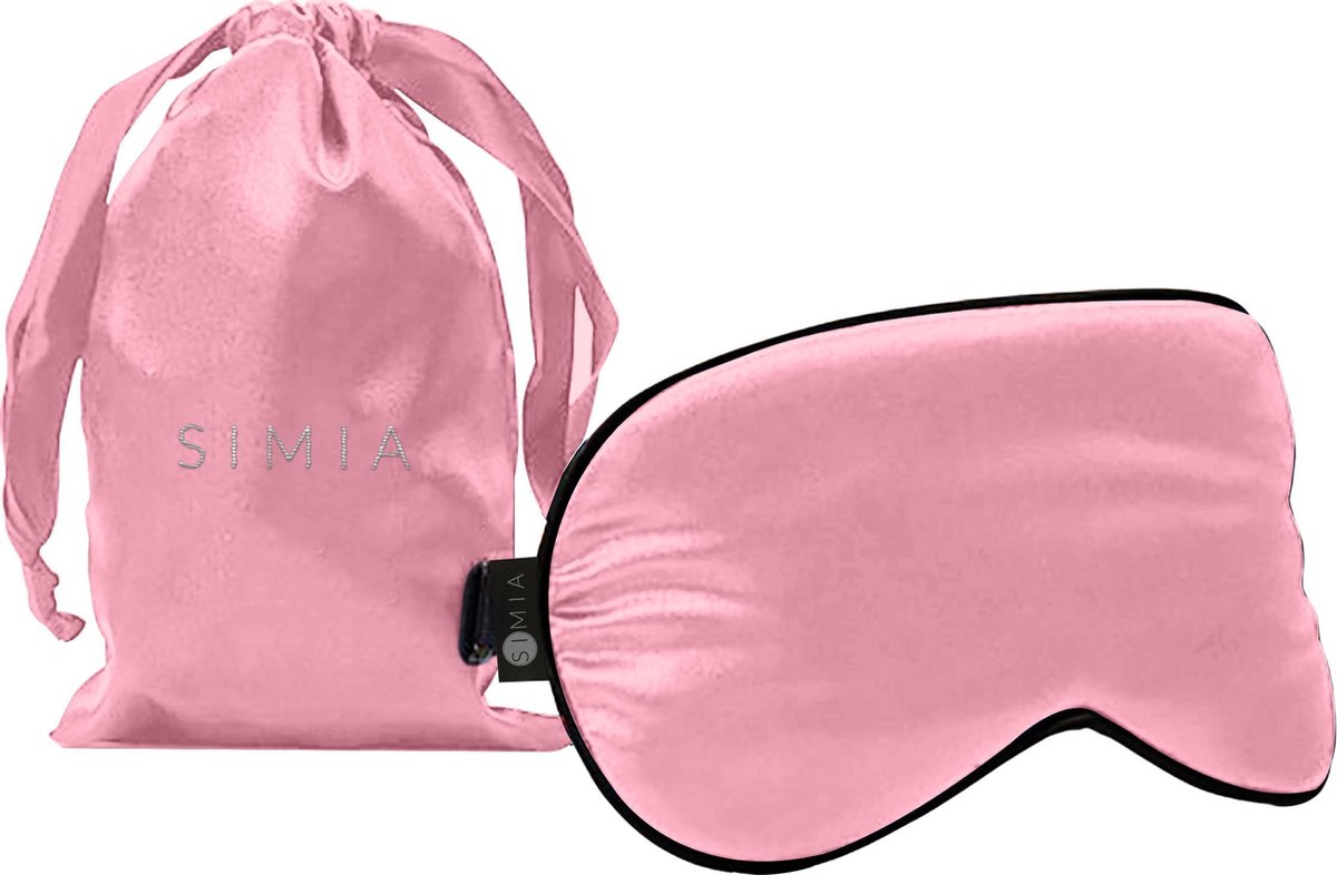 SIMIA™ Premium Zijden Slaapmasker + Opbergzakje - 100% Verduisterend Oogmasker - Verstelbaar - Blinddoek - Zijdezacht - Anti-Rimpel - Cadeau Tip - Roze - SIMIA™